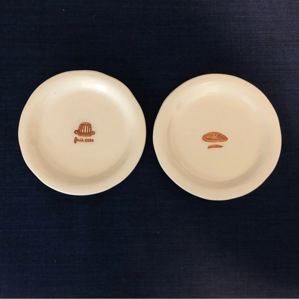 Williams Sonoma Cream Ceramic Dessert Plates with Baked-Goods Motifs, Set of 2